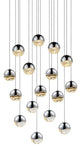Grapes Architectural 16-Light Square Medium LED Pendant, Polished Chrome