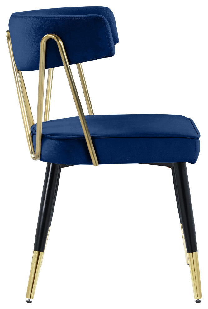 Rheingold Upholstered Dining Chair, Navy, Velvet