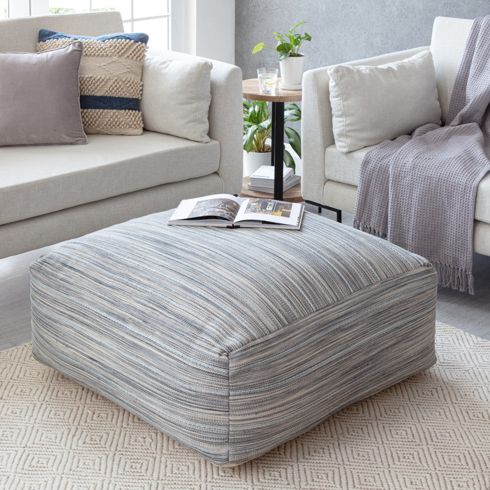 Montanita Gray 34" x 34" x 16" Gray and Ivory Ottoman