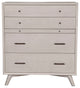 Flynn Mid Century Modern 4 Drawer Chest With Pull Out Tray, Gray