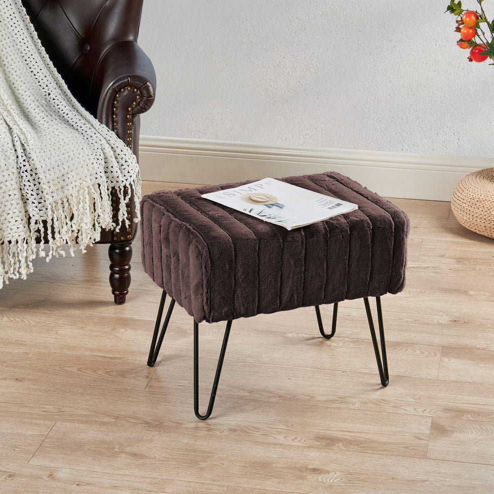 Serenta Super Mink Ottoman, Chocolate, 19''x13''x17''