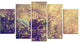 Blue Butterfly And Purple Flowers, Large Floral Canvas Print, 60"x32", 5 Panels