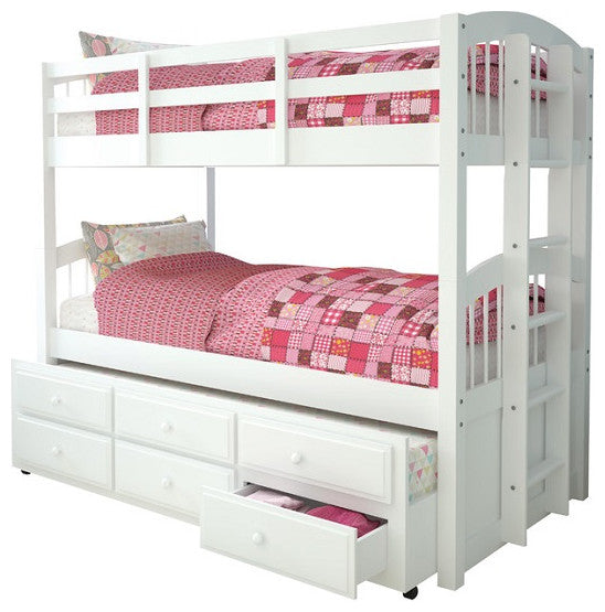 Candace White Twin over Twin Bunk Bed with Trundle