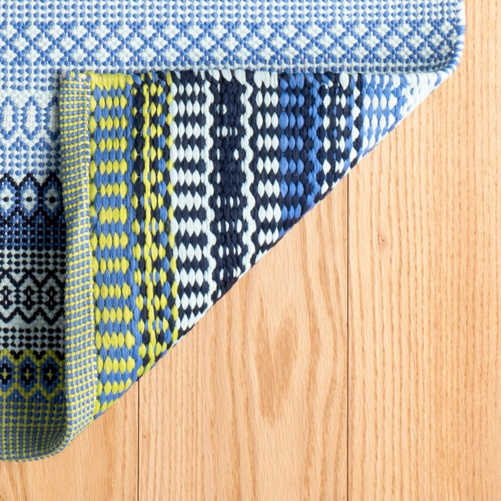 Dash & Albert Fiesta Stripe Blue/Green Indoor/Outdoor Rug, Multi, 8' x 10'