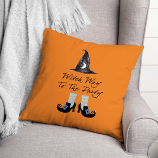 Witch Way To The Party 18x18 Throw Pillow