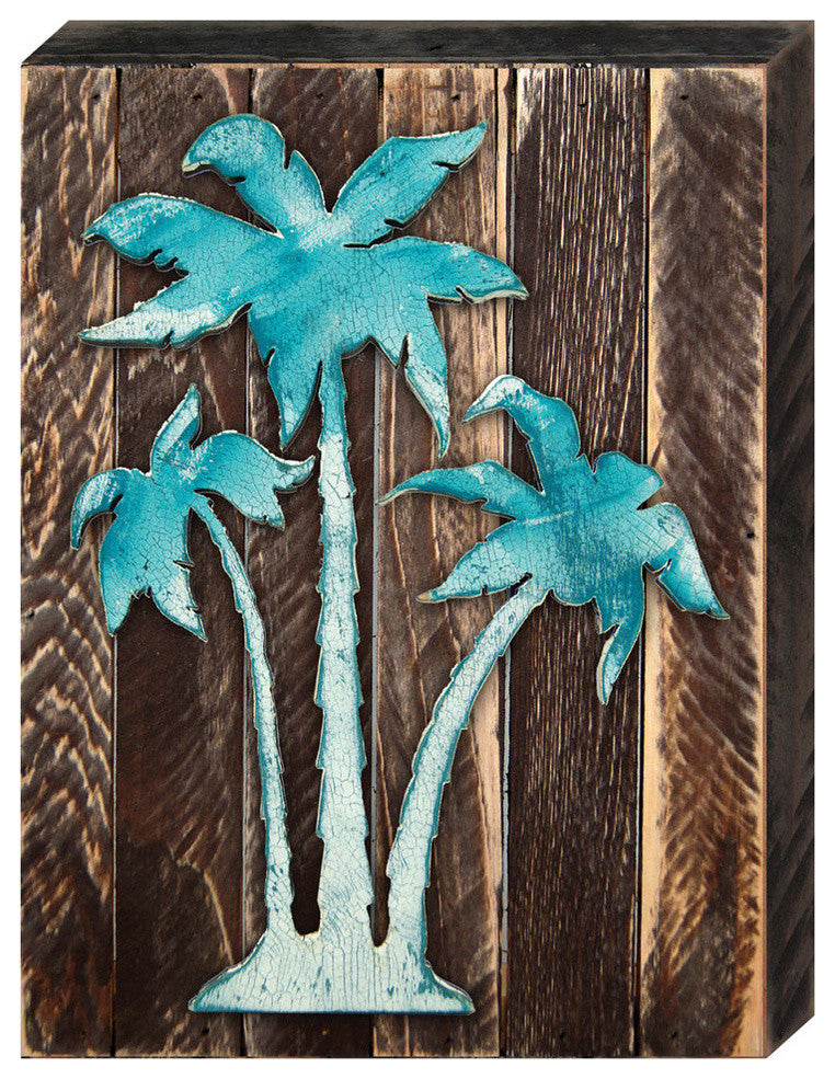 Vintage Tropical Island Palm Tree On Block
