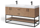 Bahia Bath Vanity, Oak, 60", Matte Black Hardware, Double, Freestanding
