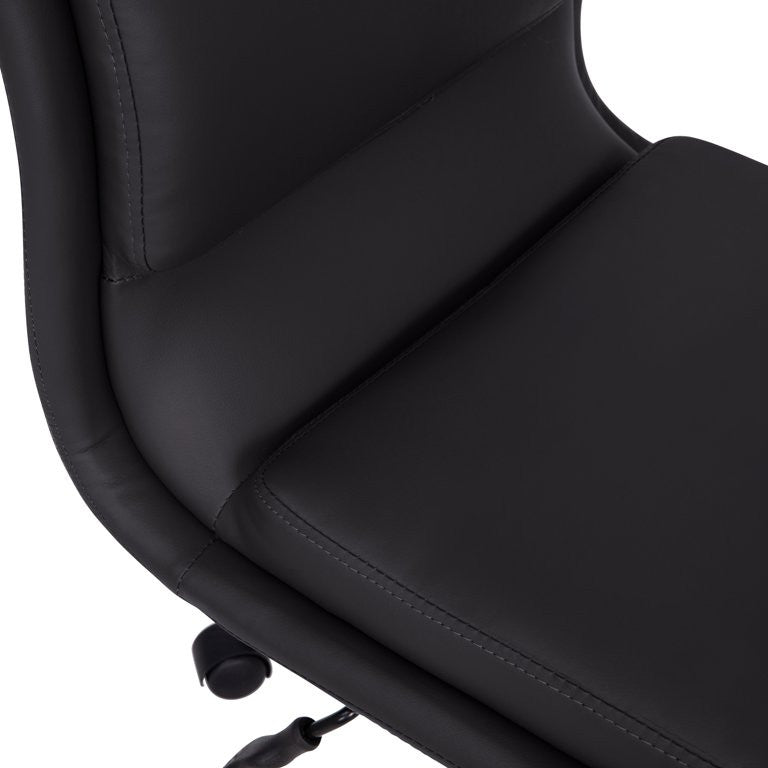 Office Chair, Chrome Base With Comfortable Faux Leather Seat & Mid Back, Black
