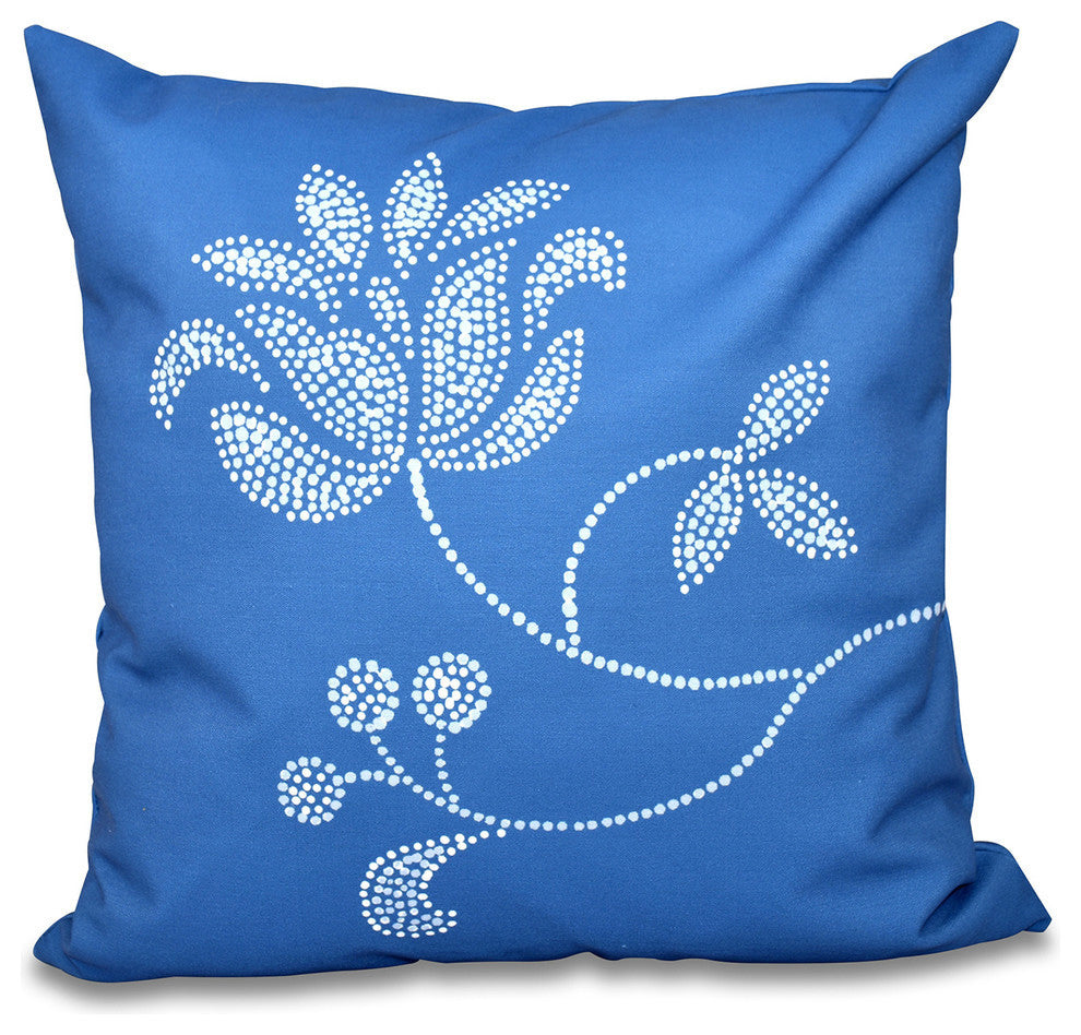 Traditional Flower-Single Bloom, Floral Print Pillow, Navy Blue, 18"x18"