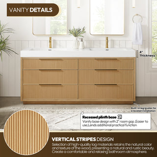 Hohhot Bath Vanity, Stone Sink Top No Mirror, Washed Ash Gray, 72", Double Vanity