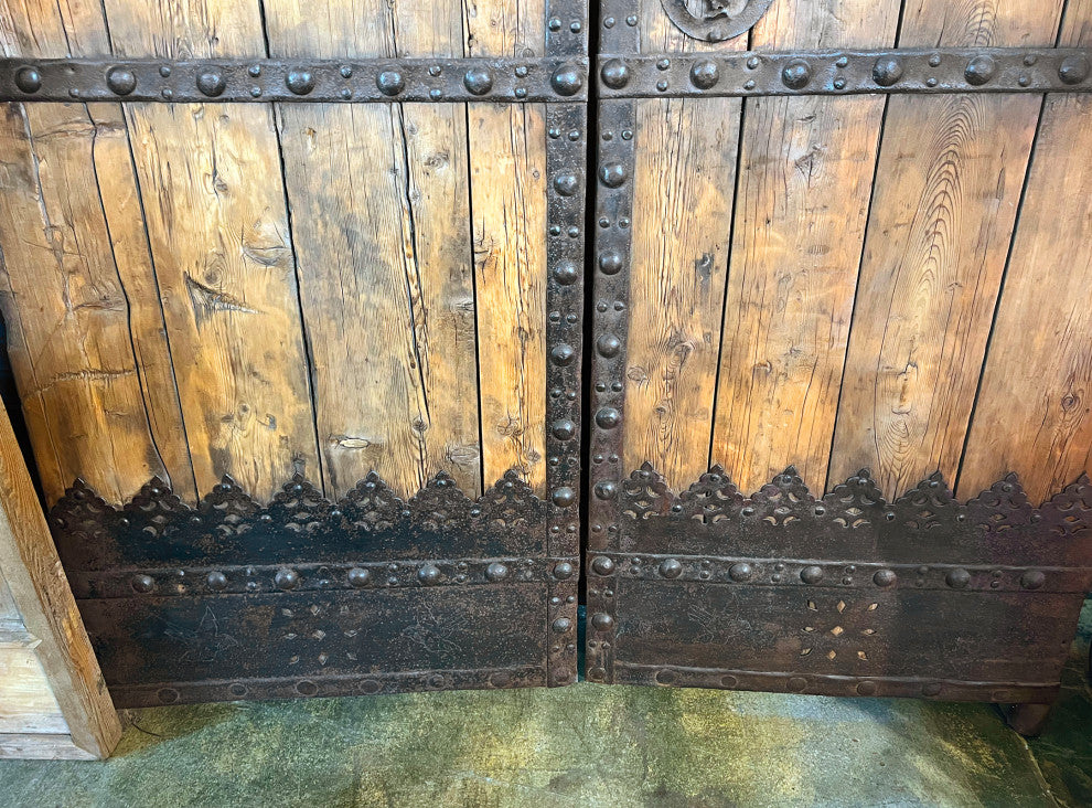 Consigned Old Mongolian Wood and Iron Door