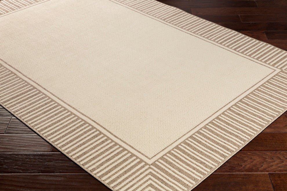 Alfresco Bordered Camel, Cream Area Rug, 8'9"x12'9"