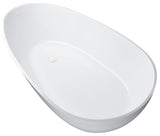 Vanity Art Solid Surface Resin Stone Freestanding Bathtub, Glossy White, 59 in. X 30 in.