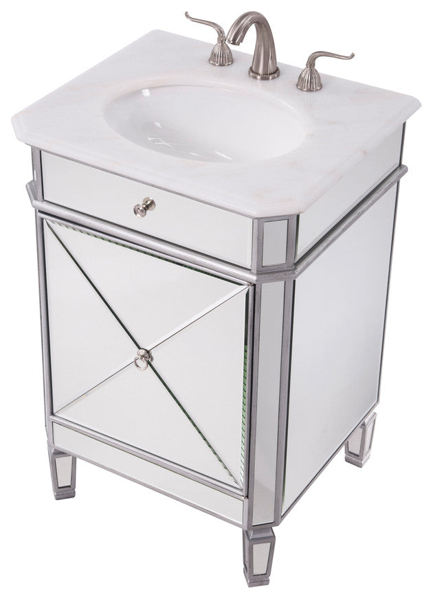 24" Single Bathroom Vanity Set, White, White, 24