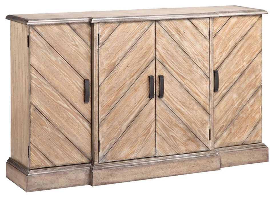Stein World Raymond Console In Chevron Plank Pattern