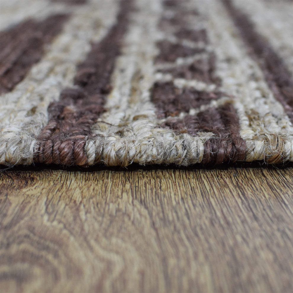 HAND KNOTTED SUMAK JUTE ECO-FRIENDLY SOLID AREA RUG,Brown Beige,Oriental,Outdoor, [Rectangle] 5'x8'