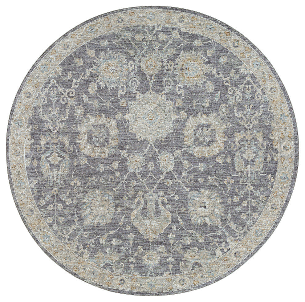 Avant Garde AVT-2306 Traditional Dark Gray 6'7" Round Area Rug