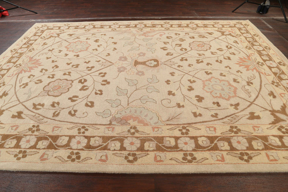 Traditional Floral Area Rug Wool Hand-tufted Oriental Carpet 9x12