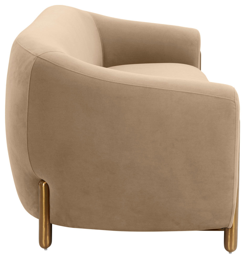 Lina Upholstered Sofa, Cafe Au Lait Brown Velvet