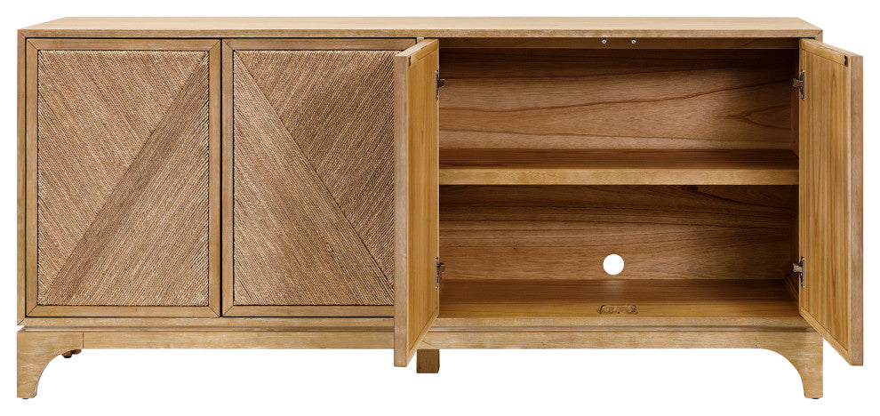 Coastal Style 70" TV Console Entertainment Stand Wood, Brown