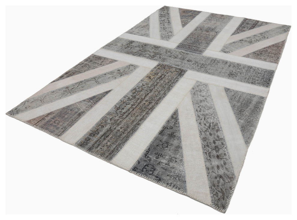 Rug N Carpet - Handmade Turkish 6' 7'' x 10' 0'' Flag Patchwork Rug