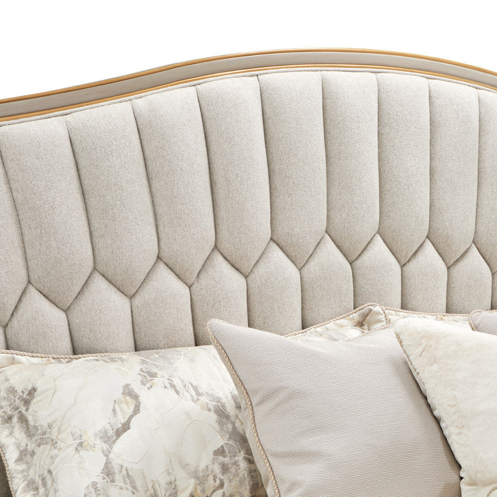 St. Charles Queen Chenille Wingback Bed, Dove Gray