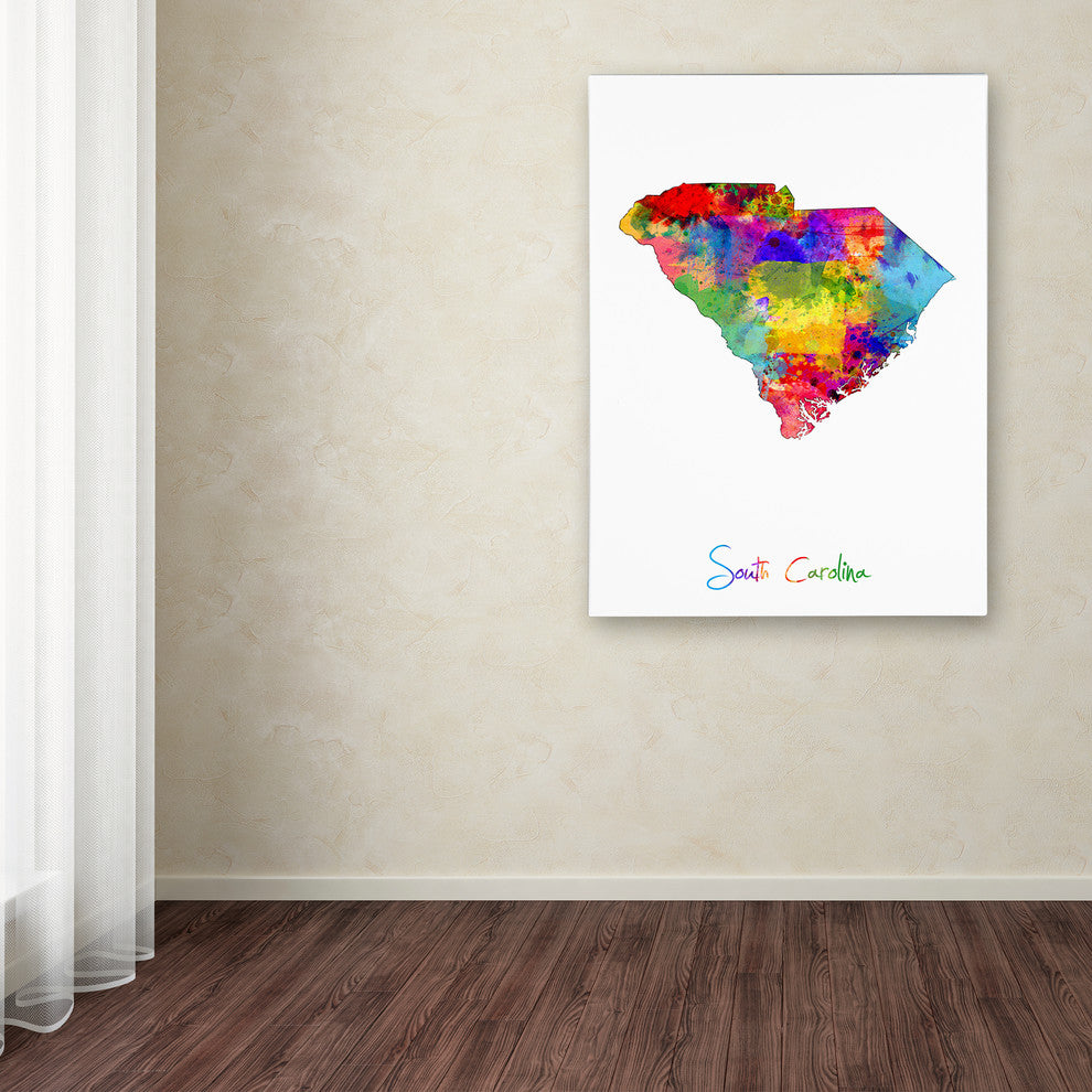 "South Carolina Map" Canvas Art by Michael Tompsett
