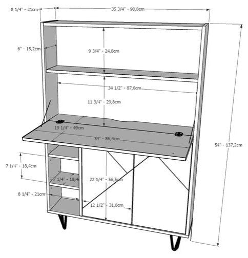 Nexera 611057 Slim Secretary Desk, Nutmeg And Charcoal Grey