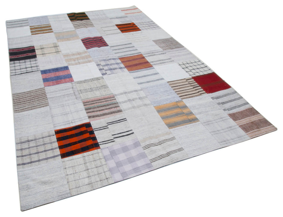 Rug N Carpet - Handmade Oriental 6' 7'' x 9' 10'' Rustic Patchwork Kilim Rug