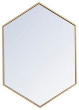 Metal Frame Hexagon Mirror 24", Brass