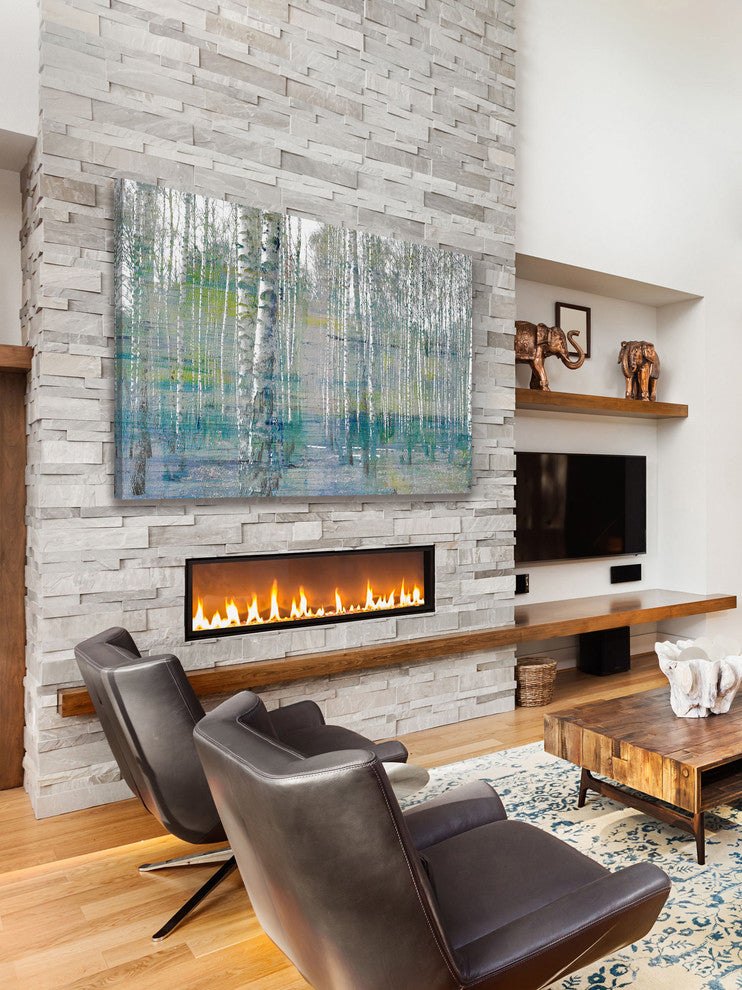 "Teal Tree Forest" Painting Print on Wrapped Canvas, 24"x16"