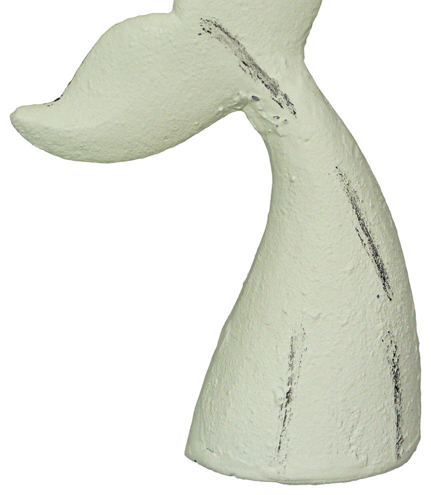 Set of 2 White Cast Iron Whale Tail Bookends Nautical Home Decor Bookshelf