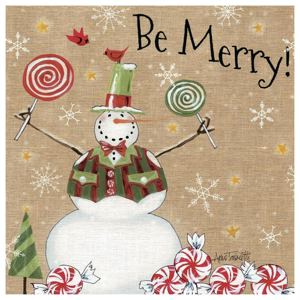 "Sweet Snowmen IV" Digital Paper Print by Anne Tavoletti, 38"x38"
