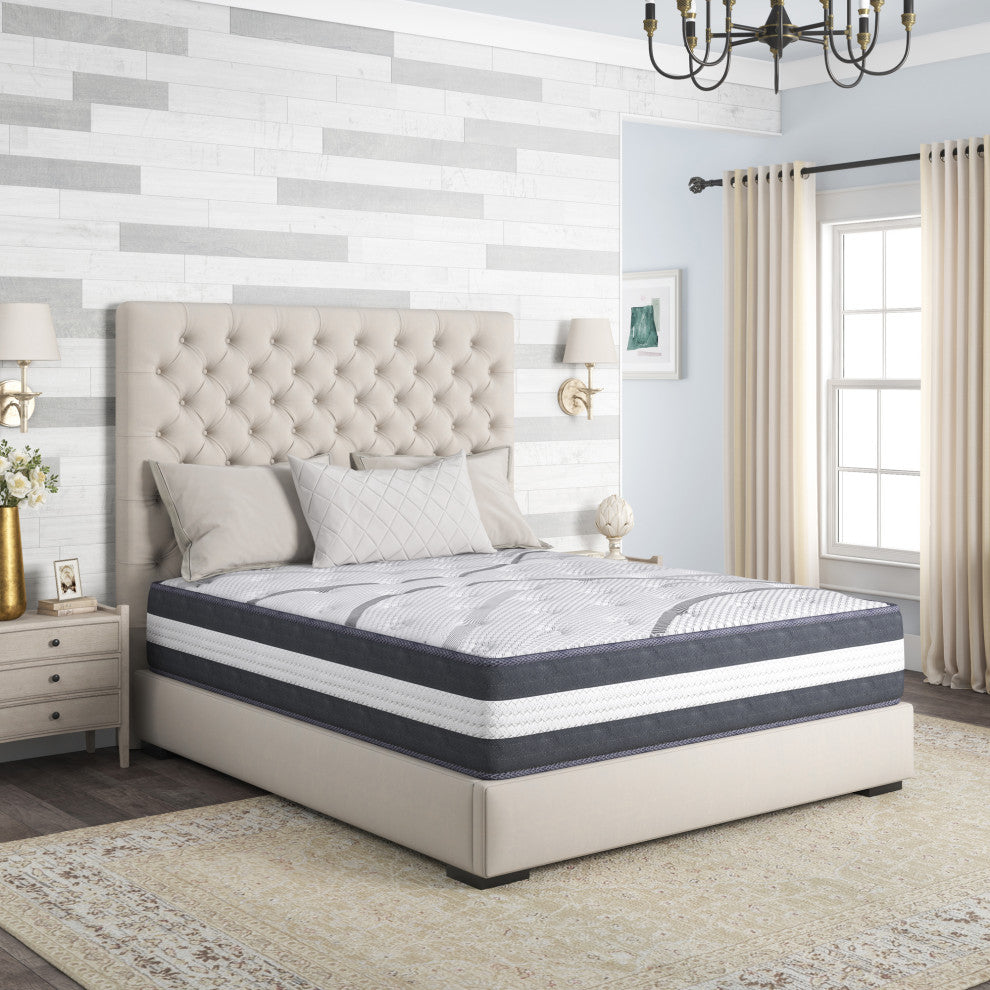 12" Medium Euro Top Hybrid Pocket Spring  Quilted-Top Mattress, Full