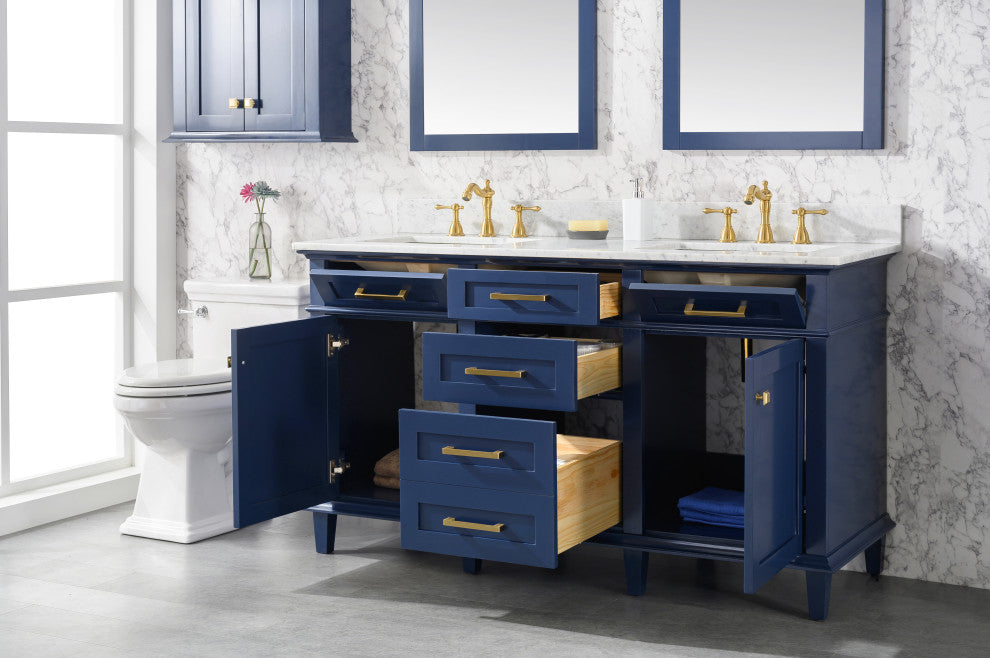 60" Double Sink Vanity Cabinet, Blue