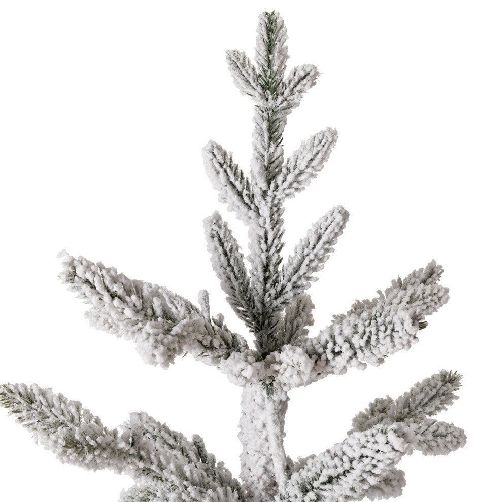 Deluxe Pre-Lit Flocked Pine Artificial Christmas Tree With 300 Warm Lights, 7ft