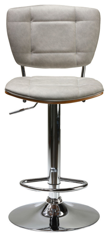 Cortesi Home Carmen Adjustable Barstool, Antique Gray And Walnut Veneer