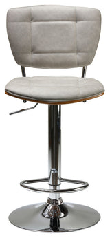 Cortesi Home Carmen Adjustable Barstool, Antique Gray And Walnut Veneer