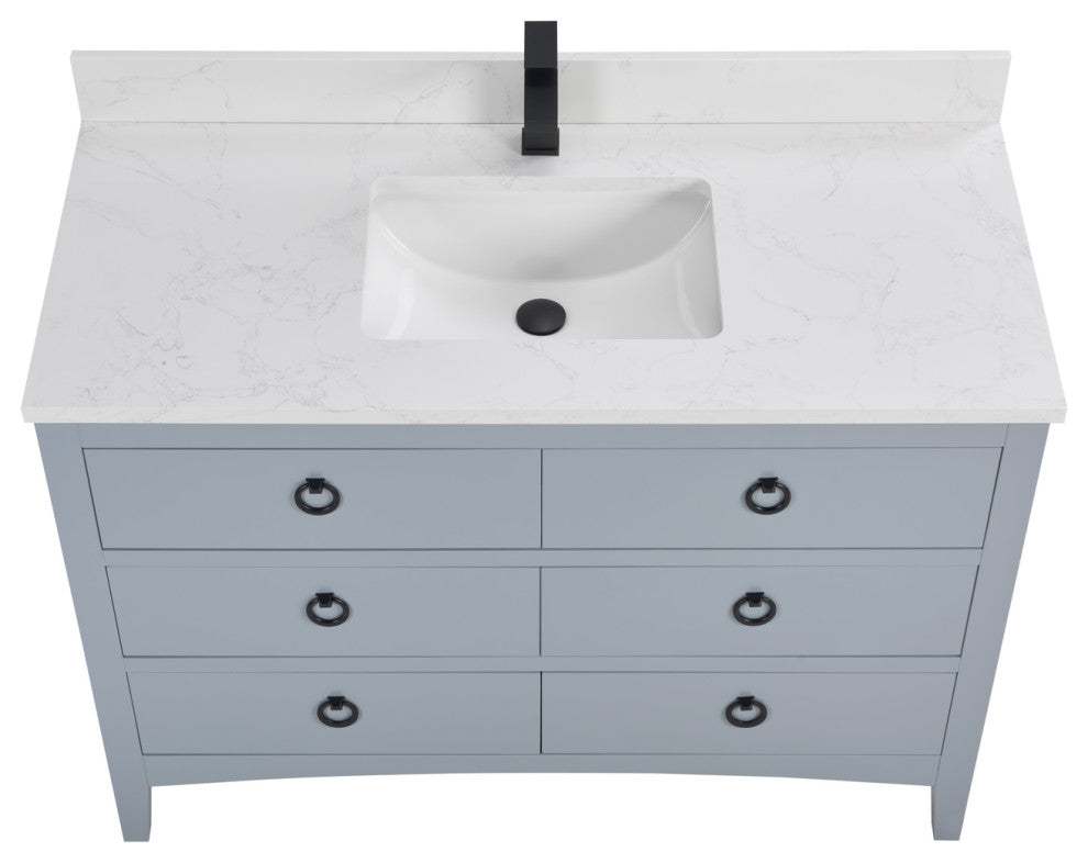 Legion Furniture WS2518 Series Bathroom Sink Vanity, Cadet, 48", Artificial Stone Top, Single Sink