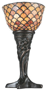 Meyda Lighting 108935 14"H Tiffany Fishscale Mini Lamp