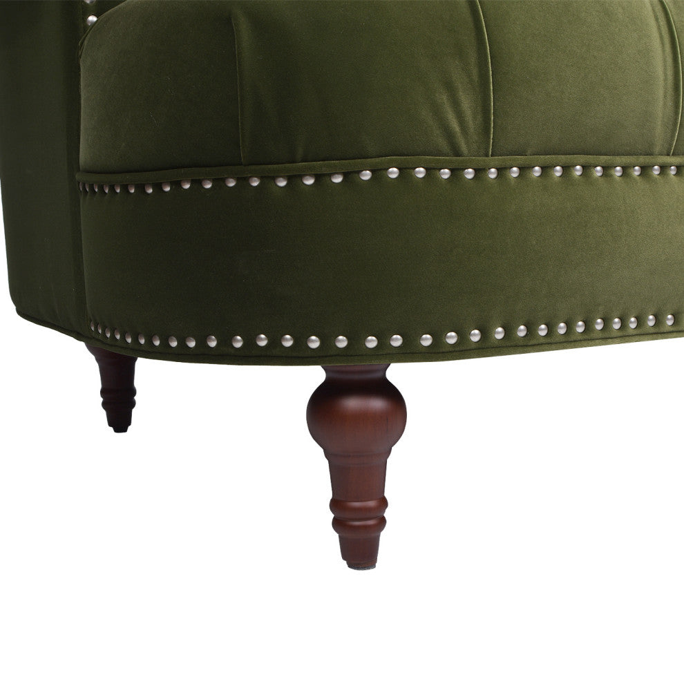 La Rosa Victorian Chesterfield Tufted Sofa, Olive Green Performance Velvet
