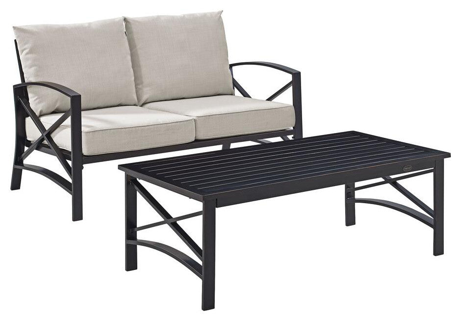 Kaplan 2-Piece Patio Set, Loveseat, Coffee Table, Oatmeal