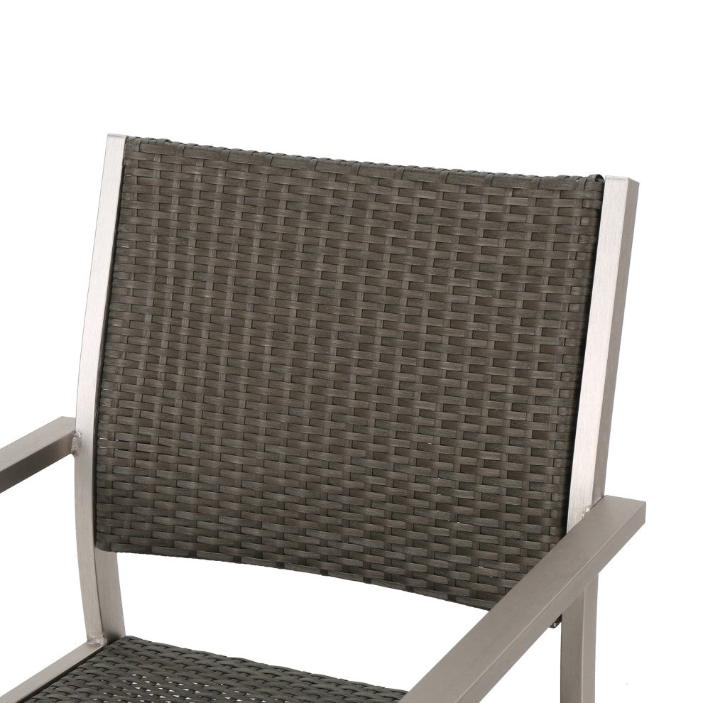GDF Studio Coral Bay Outdoor Wicker Dining Chairs With Aluminum Frame, Set of 2