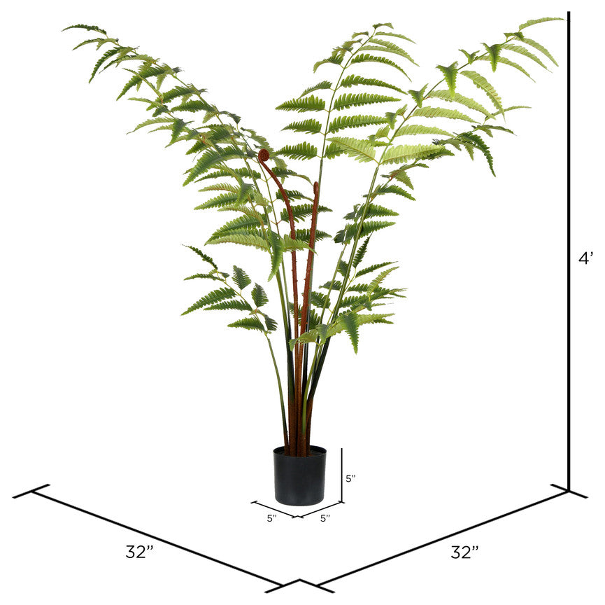 Vickerman TB191140 4' Artificial Potted Leather Fern