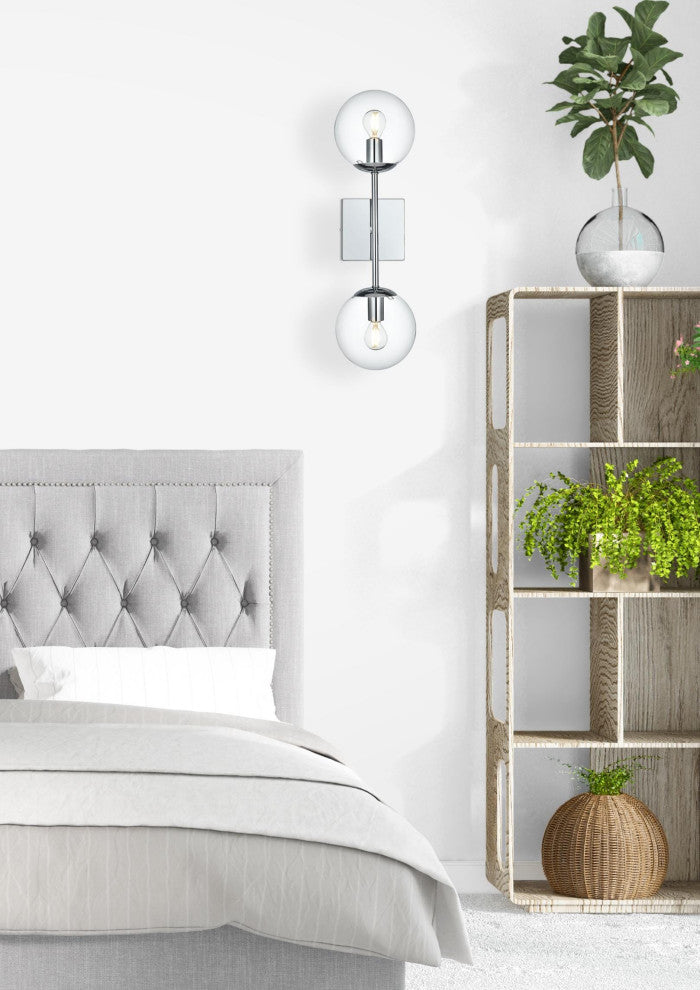 Home Living 6" Wall Sconce Clear Shade, Chrome