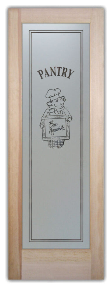 Pantry Door - Piggy Chef - Primed - 24" x 80" - Knob on Left - Push Open
