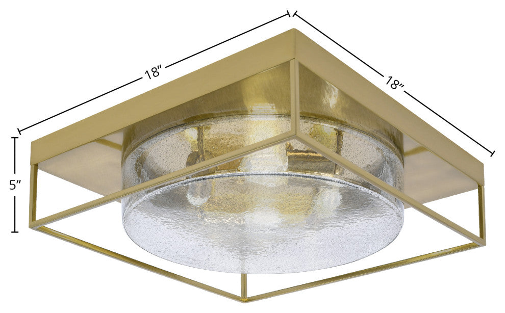 18" 4-Light Flush Mount Light, New Age Brass, Smoke Bubble Glass