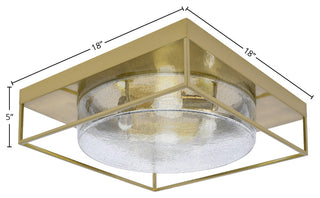 18" 4-Light Flush Mount Light, New Age Brass, Smoke Bubble Glass