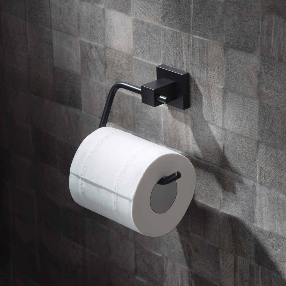 Cube Bathroom Toilet Paper Holder, Matte Black