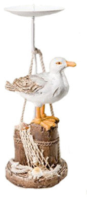 Seagull on Pilings Candle Holder